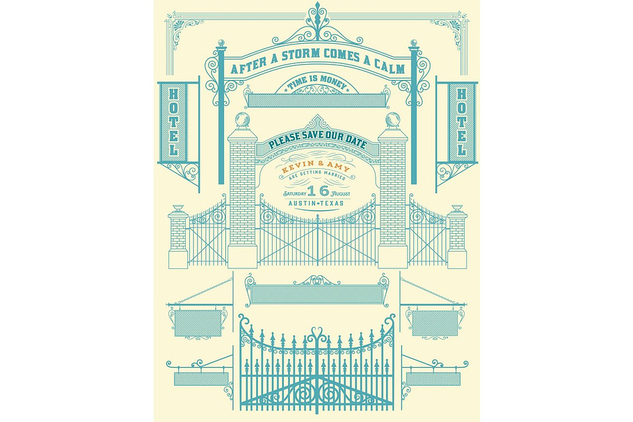 Wrought iron wicket  elements in Illustrations - product preview 8