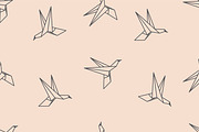 Origami bird seamless pattern