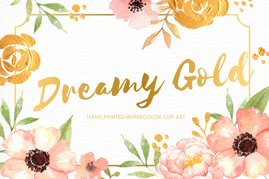 Dreamy Gold Flower Clipart in Illustrations - product preview 8