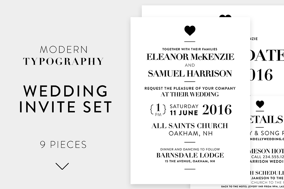 Modern Typography Wedding Invite Set in Wedding Templates - product preview 8