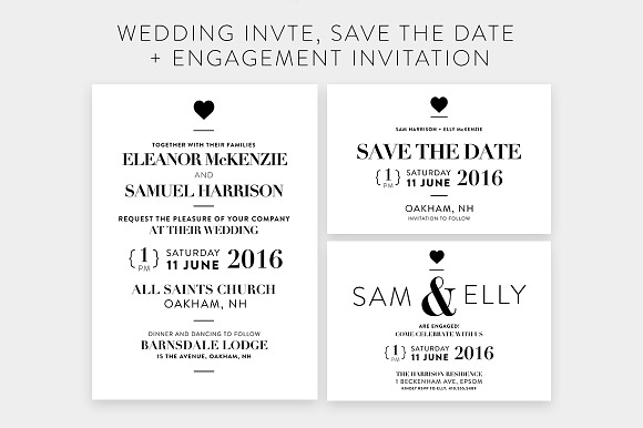 Modern Typography Wedding Invite Set in Wedding Templates - product preview 1