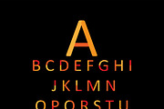 Flat font orange color, vector
