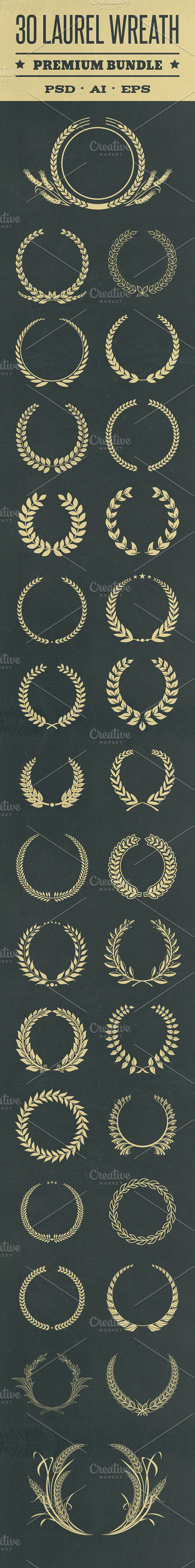 30 Laurel Wreath in Logo Templates - product preview 1