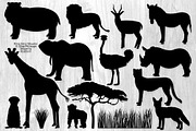 African Animal Safari Silhouettes
