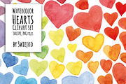 Watercolor Hearts CLipart
