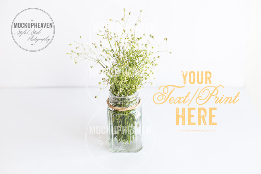 Mason Jar on White Desktop Stock  in Product Mockups - product preview 8