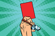 Red card hand business concept