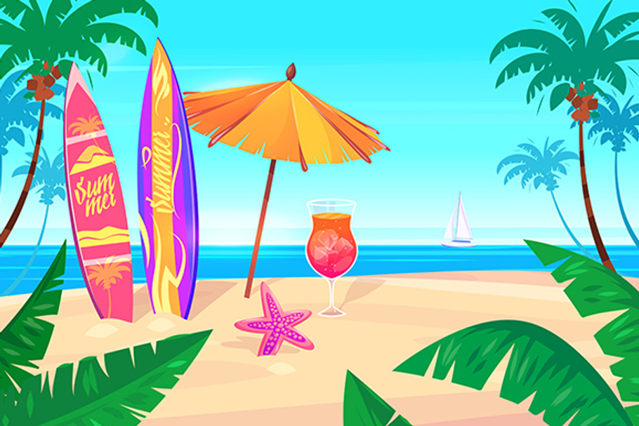 Landscape with a sea view (vector) in Illustrations - product preview 8