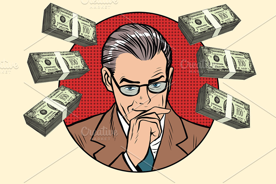 Business man and wads of money in Illustrations - product preview 8