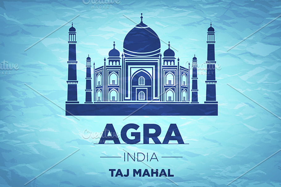 Taj Mahal on blue background. vector in Graphics - product preview 8