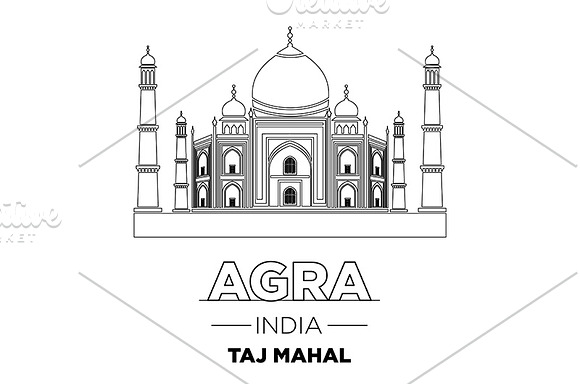 Taj Mahal on blue background. vector in Graphics - product preview 1