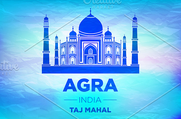 Taj Mahal on blue background. vector in Graphics - product preview 2