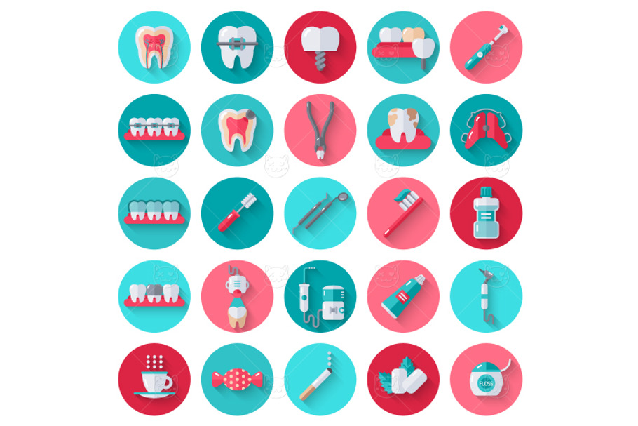 Dental Icons on Circles in Illustrations - product preview 8