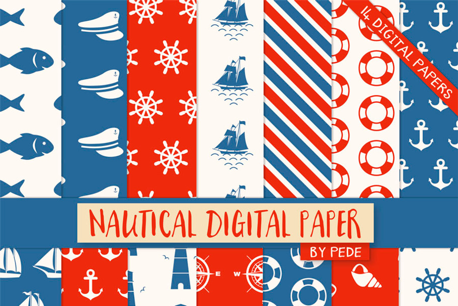 Nautical digital paper pack in Patterns - product preview 8