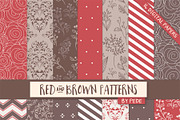 Red and brown digital paper pack