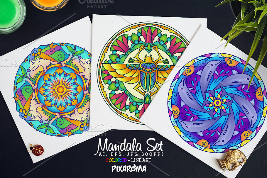 Vector Animals Mandala Set