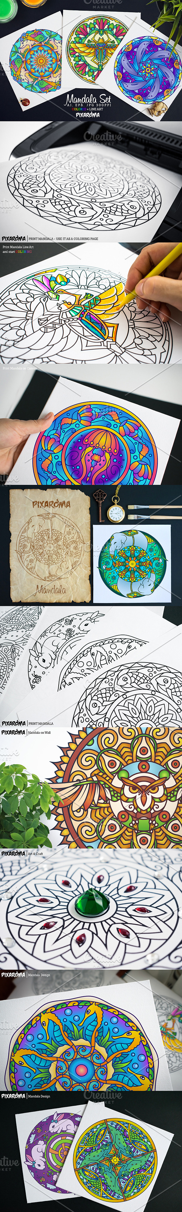 Vector Animals Mandala Set in Illustrations - product preview 10