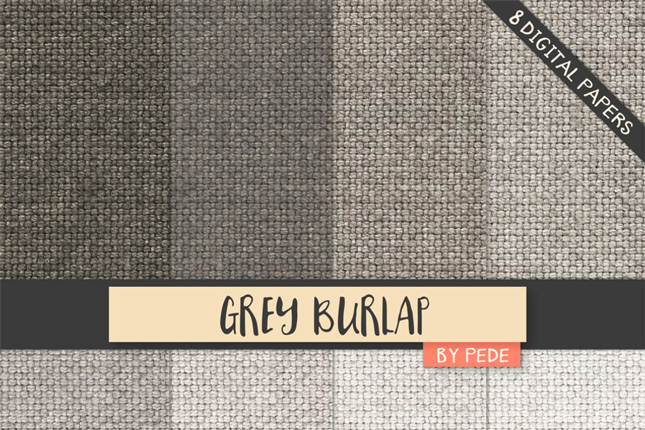 Grey burlap digital paper pack in Textures - product preview 8