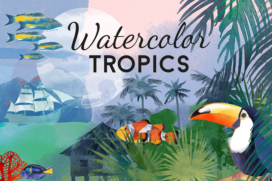 Watercolor tropics in Illustrations - product preview 8