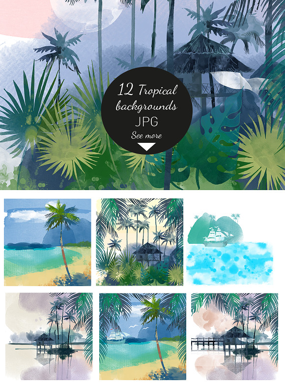 Watercolor tropics in Illustrations - product preview 2