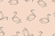 Origami bird swan seamless pattern