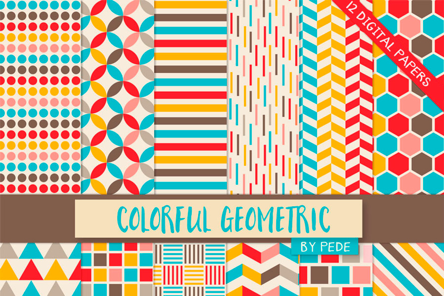  Colorful geometric digital paper in Patterns - product preview 8