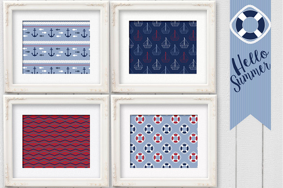Red White and Blue Nautical in Patterns - product preview 1
