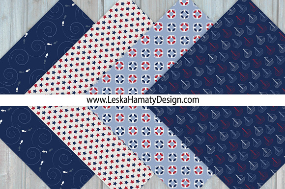 Red White and Blue Nautical in Patterns - product preview 2