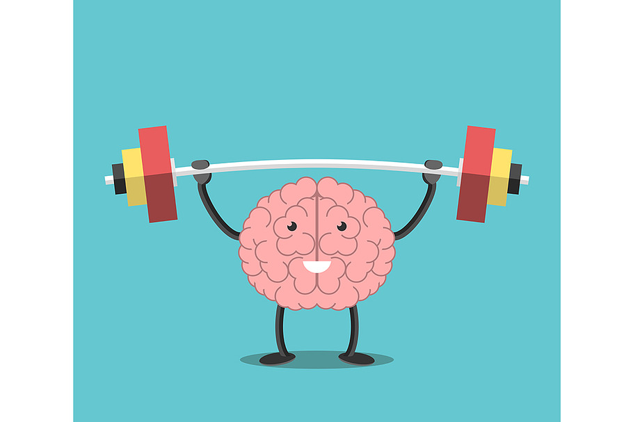 Strong brain with barbell in Illustrations - product preview 8
