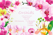 Orchids Watercolor Clip Art