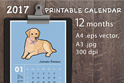 Printable calendar with dogs 2017