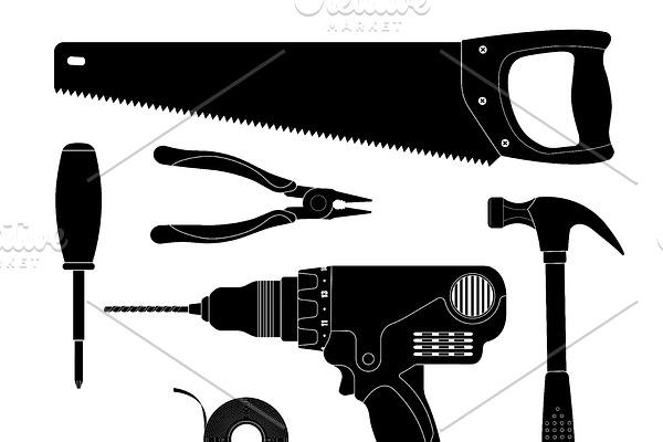 Renovation tools silhouettes. Vector
