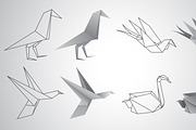 Birds paper origami set
