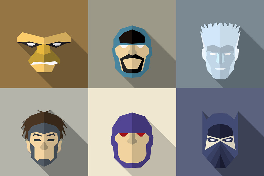 SuperHeroes Masks Flat (Set 14) in Logo Templates - product preview 8