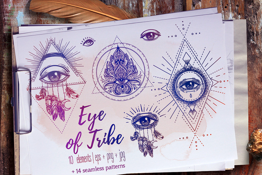 Eye of Tribe. Vector Set of 10. in Illustrations - product preview 8