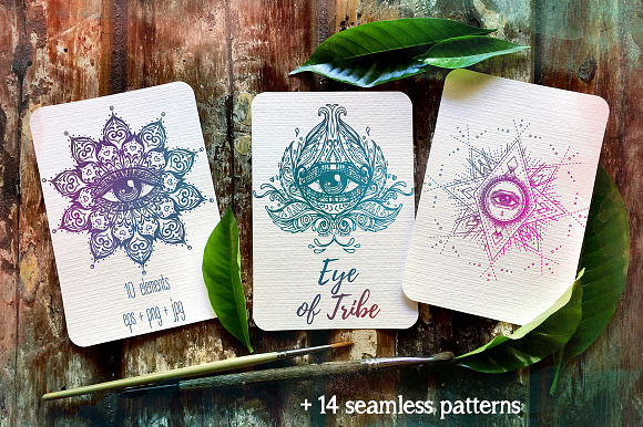 Eye of Tribe. Vector Set of 10. in Illustrations - product preview 1