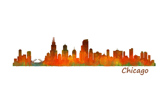 9x files Pack Chicago City Skylines in Illustrations - product preview 2