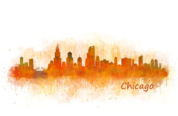 9x files Pack Chicago City Skylines in Illustrations - product preview 5