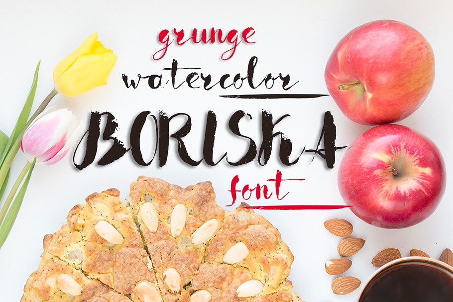 Boriska watercolor grunge font in Script Fonts - product preview 8