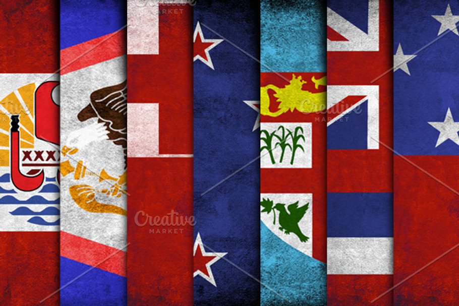 Polynesian Grunge Flags