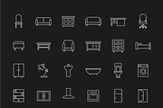 House furniture. 30 icons. Vector