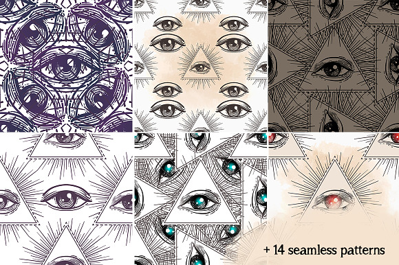 Eye of Tribe. Vector Set of 10. in Illustrations - product preview 3