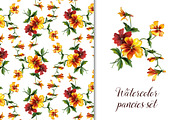 Watercolor pancies patterns