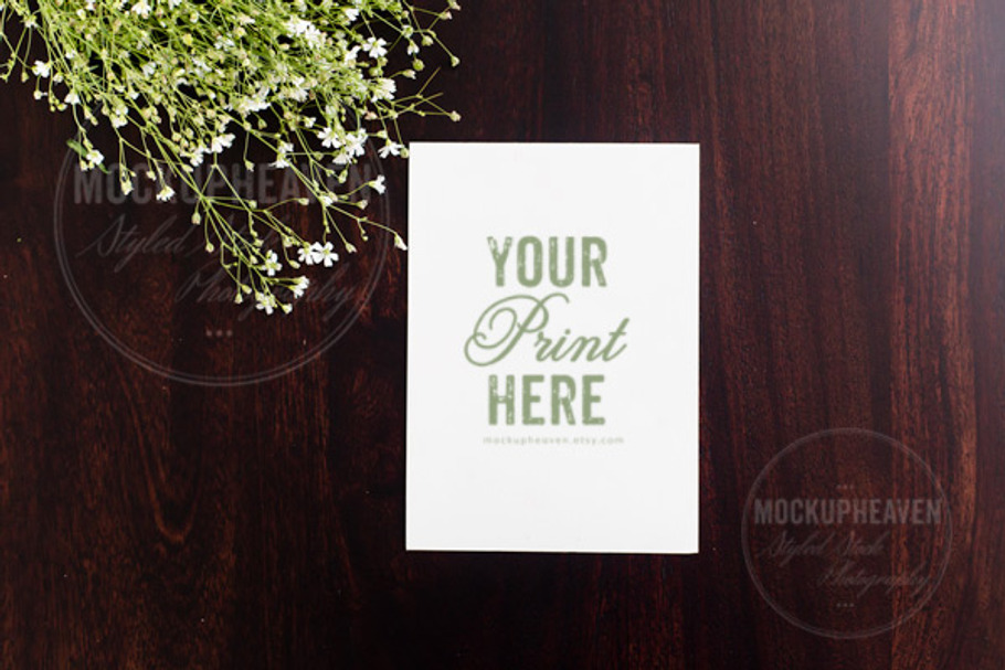 5x7 Card on Mahogany Mockup in Print Mockups - product preview 8