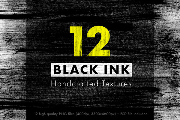 12 BLACK INK Handcrafted Textures