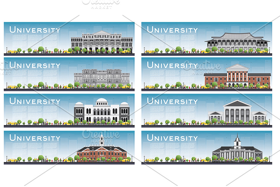 Set of university study banners in Illustrations - product preview 8