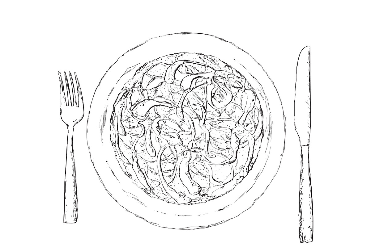 Salad on the plate in Illustrations - product preview 8