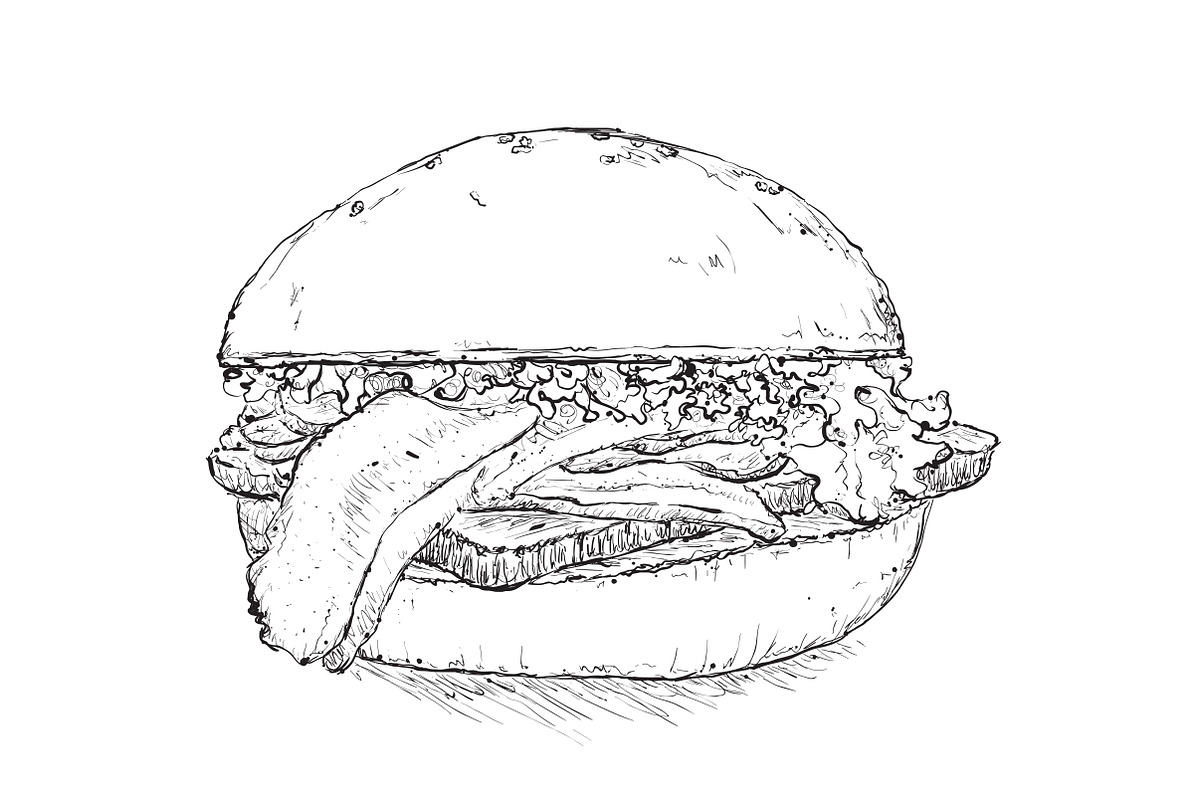 Hand drawn Hamburger in Illustrations - product preview 8