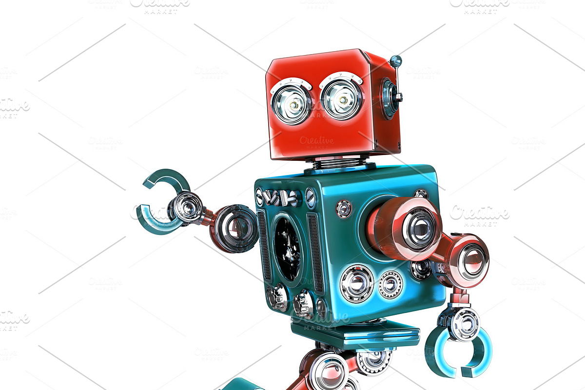 Cute 3D Retro Robot riding a skateboard. 3D illustration. Isolated. Contains clipping path in Illustrations - product preview 8