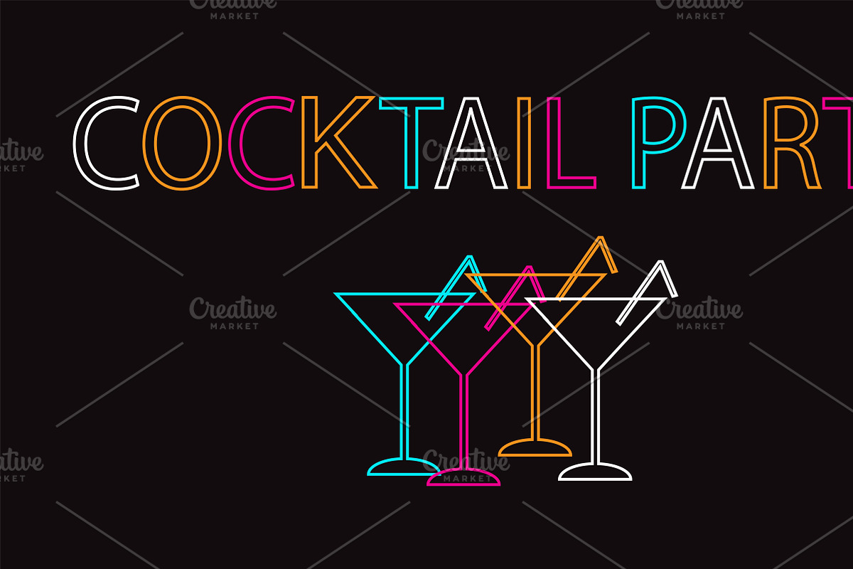 Summer cocktail background neon in Graphics - product preview 8